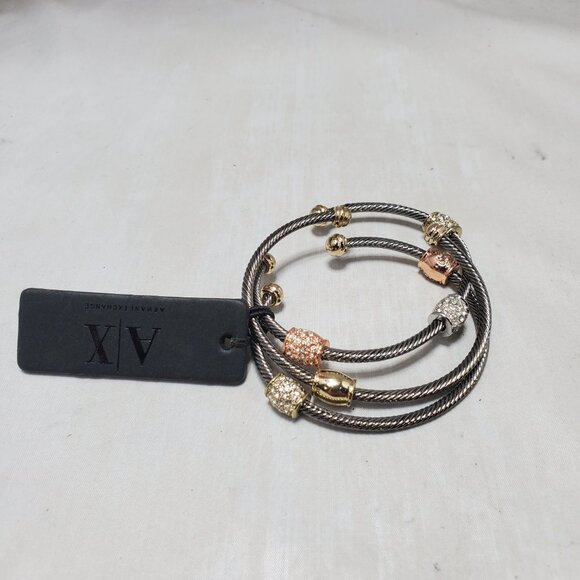 Armani Exchange Mixed Metal Cable Cuff Bracelets – Set of 3 - Picture 9 of 12
